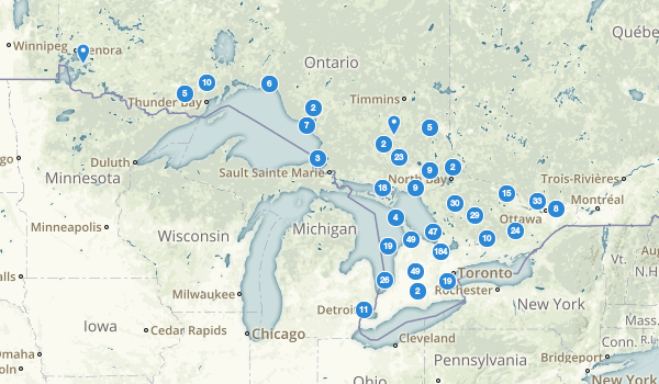 trail locations for Ontario, Canada