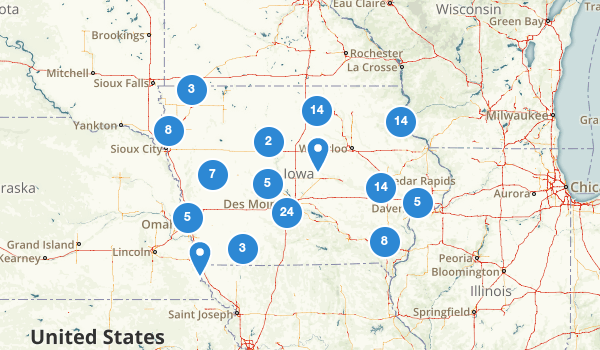 trail locations for Iowa