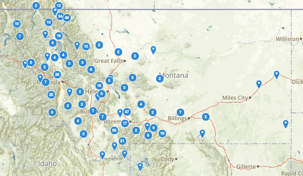 trail locations for Montana