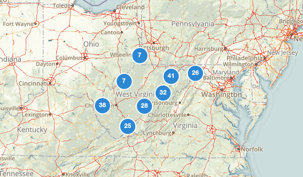 trail locations for West Virginia