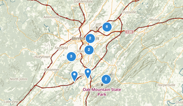 trail locations for Birmingham, Alabama