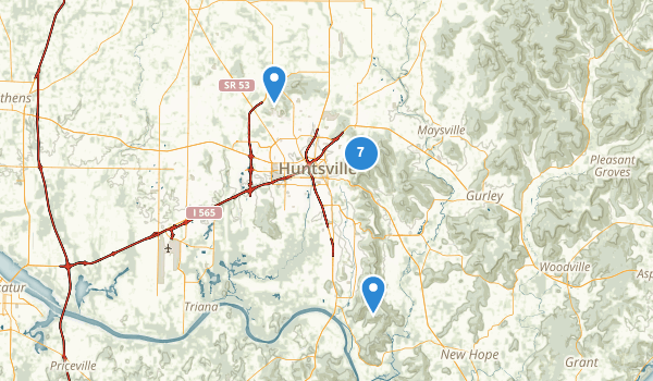 trail locations for Huntsville, Alabama