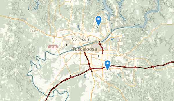 trail locations for Tuscaloosa, Alabama