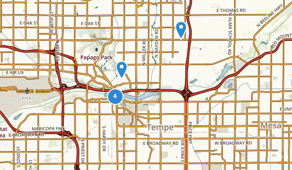 trail locations for Tempe, Arizona