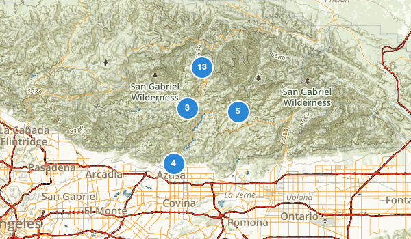 trail locations for Azusa, California