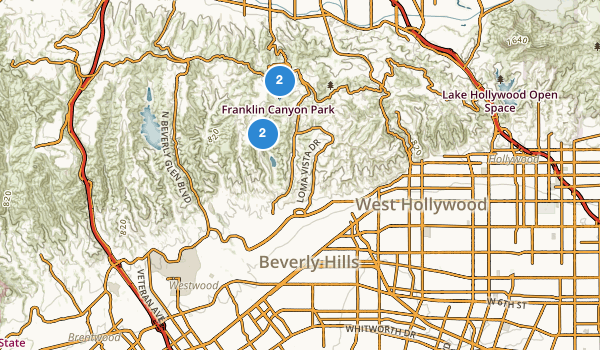 trail locations for Beverly Hills, California