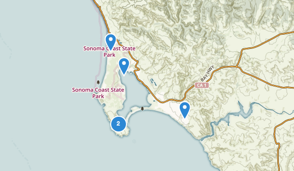 trail locations for Bodega Bay, California