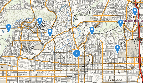 trail locations for Fullerton, California