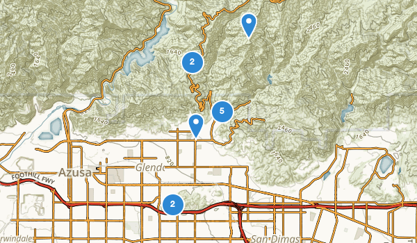 trail locations for Glendora, California
