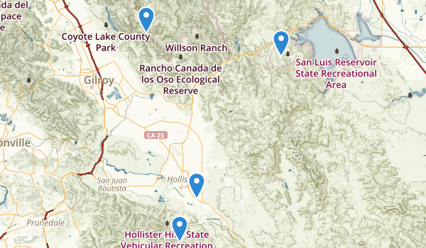 trail locations for Hollister, California