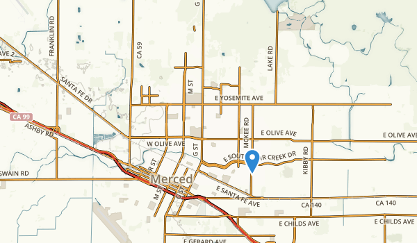 trail locations for Merced, California