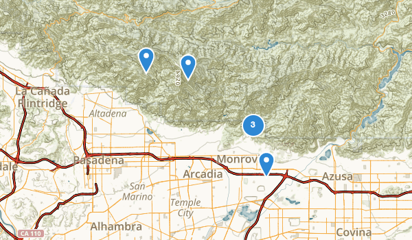 trail locations for Monrovia, California