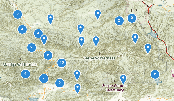 trail locations for Ojai, California
