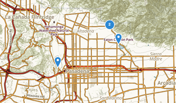 trail locations for Pasadena, California