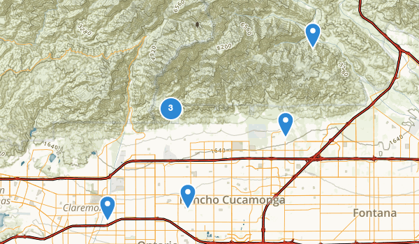 trail locations for Rancho Cucamonga, California