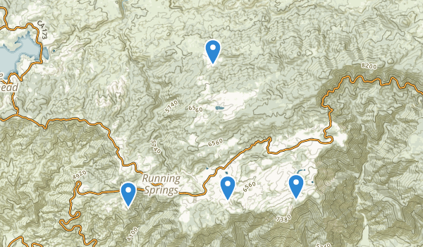 trail locations for Running Springs, California