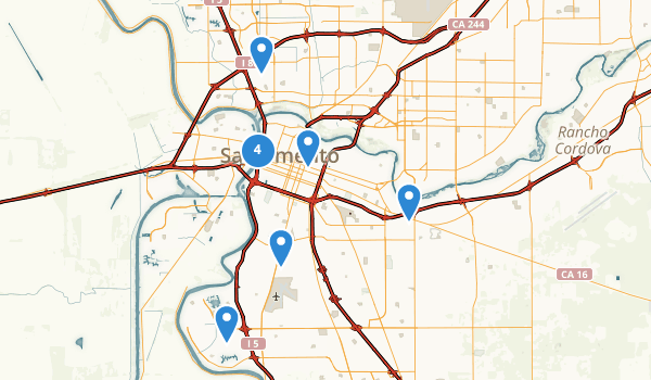 trail locations for Sacramento, California