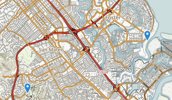 trail locations for San Mateo, California