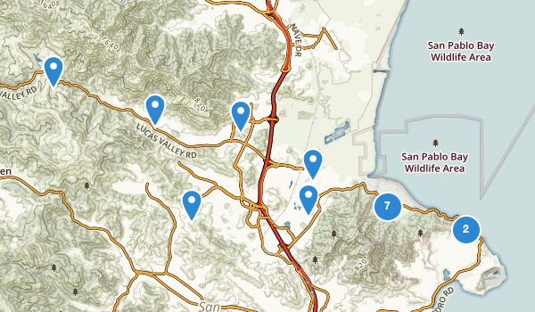 trail locations for San Rafael, California