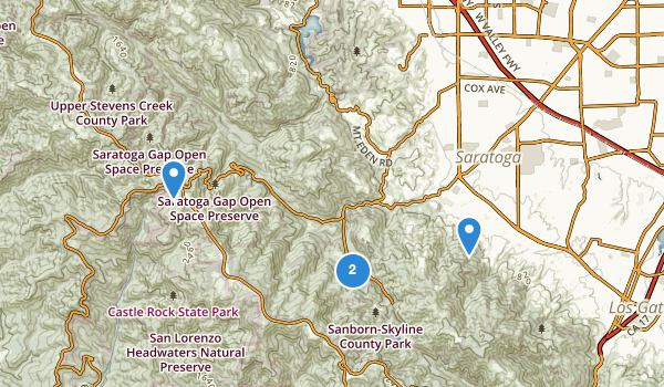trail locations for Saratoga, California
