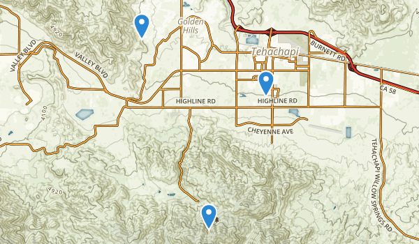 trail locations for Tehachapi, California