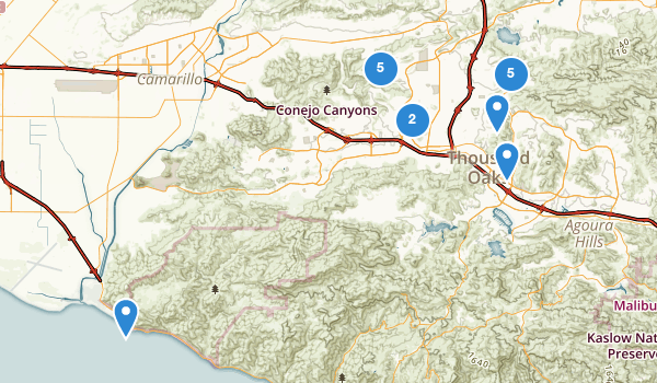 trail locations for Thousand Oaks, California