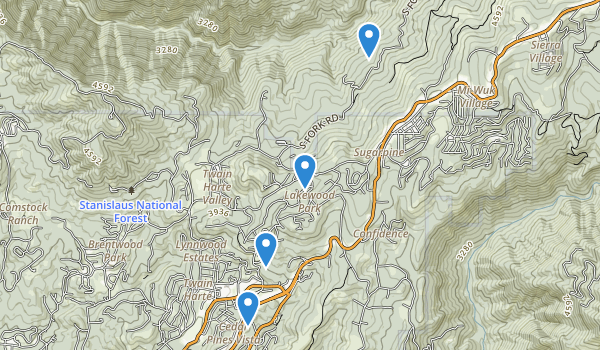 trail locations for Twain Harte, California