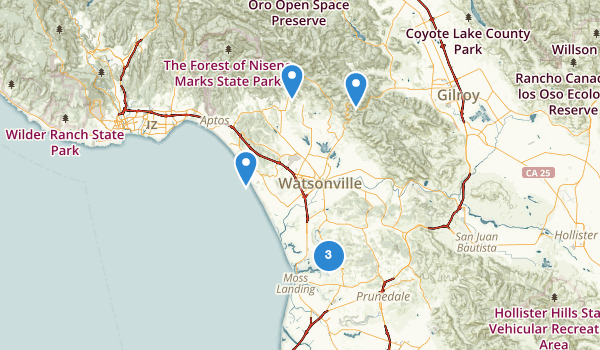 trail locations for Watsonville, California
