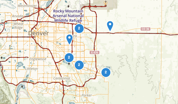 trail locations for Aurora, Colorado