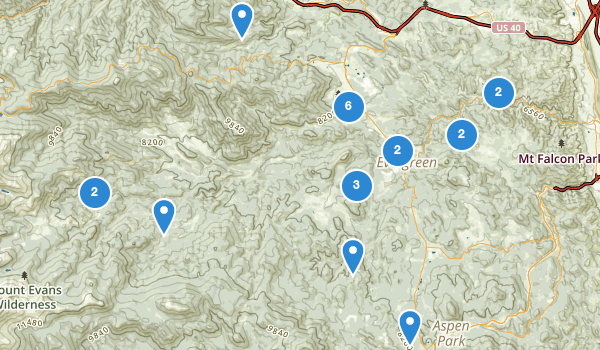 trail locations for Evergreen, Colorado