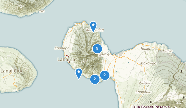 trail locations for Wailuku, Hawaii