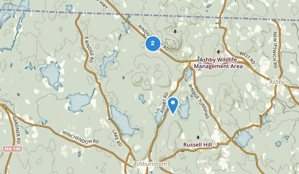 trail locations for Ashburnham, Massachusetts