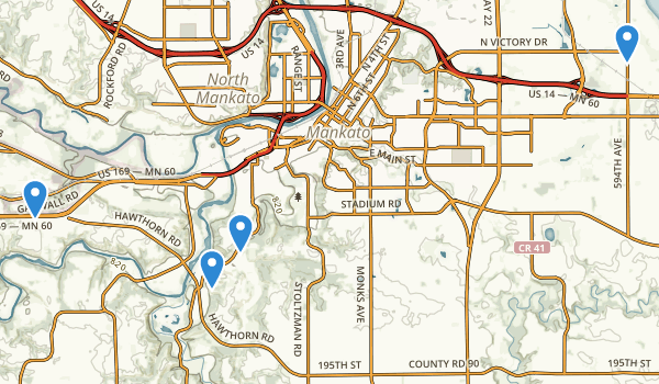 trail locations for Mankato, Minnesota
