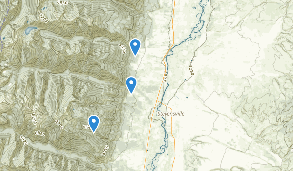 trail locations for Stevensville, Montana