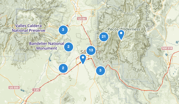 trail locations for Santa Fe, New Mexico