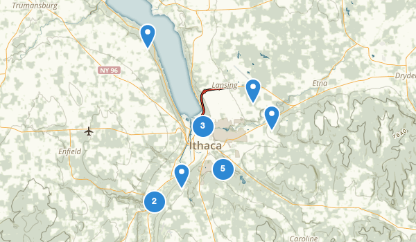 trail locations for Ithaca, New York