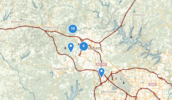 trail locations for Durham, North Carolina