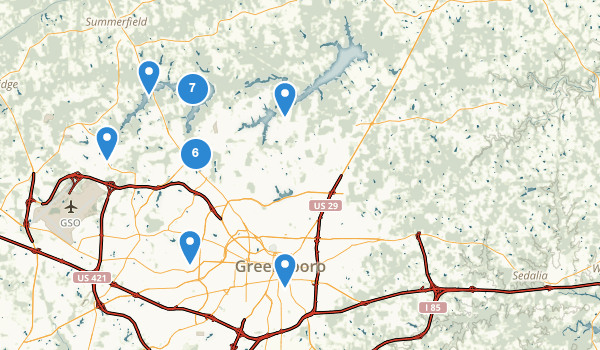 trail locations for Greensboro, North Carolina