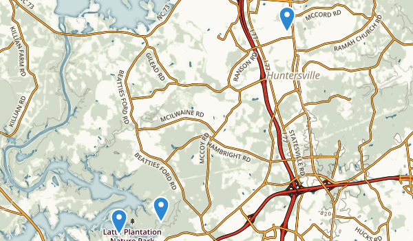 trail locations for Huntersville, North Carolina