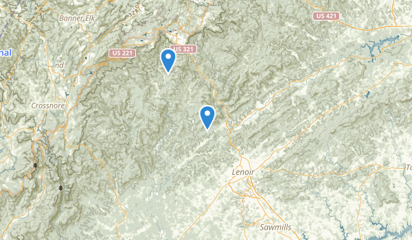 trail locations for Lenoir, North Carolina