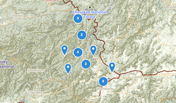 trail locations for Waynesville, North Carolina