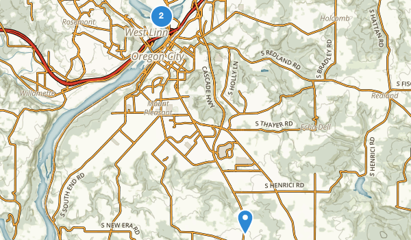 trail locations for Oregon City, Oregon