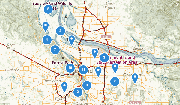 trail locations for Portland, Oregon