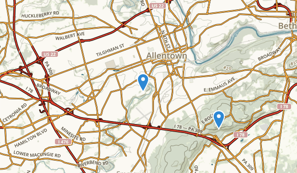 trail locations for Allentown, Pennsylvania
