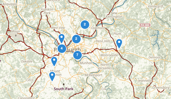 trail locations for Pittsburgh, Pennsylvania