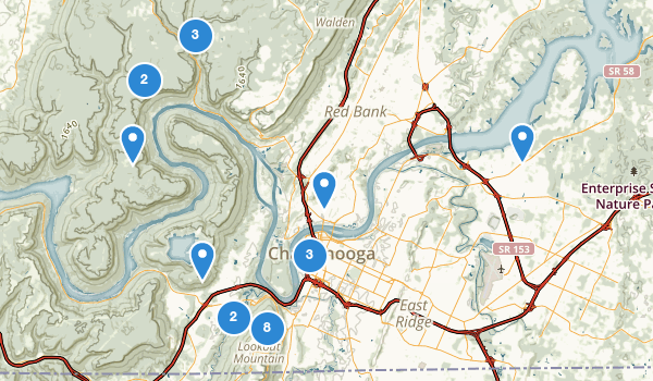 trail locations for Chattanooga, Tennessee