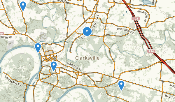 trail locations for Clarksville, Tennessee