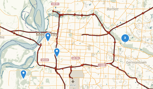 trail locations for Memphis, Tennessee