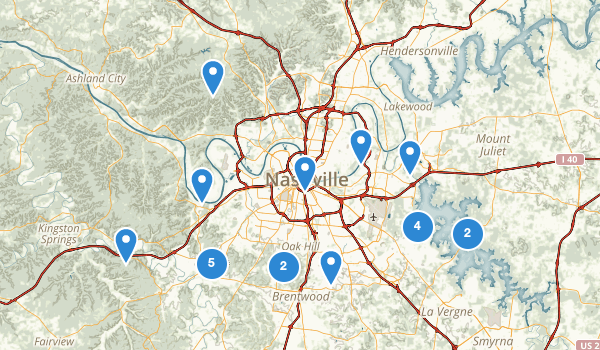 trail locations for Nashville, Tennessee