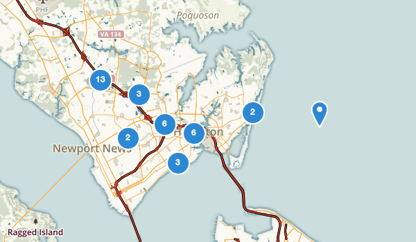 trail locations for Hampton, Virginia